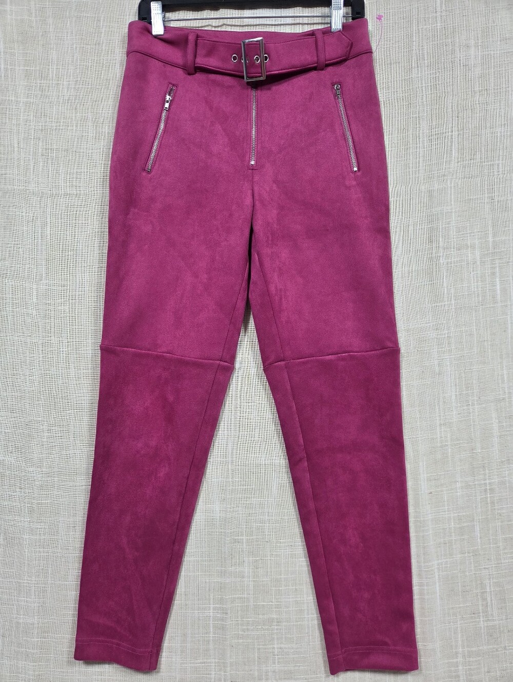 Forever 21 Women’s Magenta Suede-Look High-Waist Pants with Belt M NWOT.